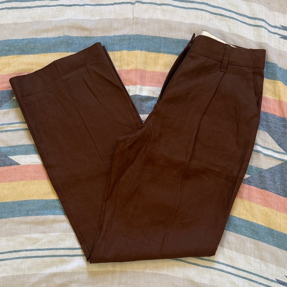 Reformation Brown Linen Pants Women's
